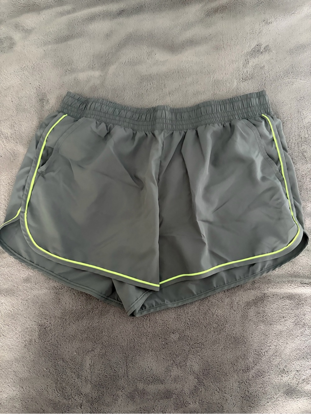 Gray Athletic Running Shorts with Neon Trim